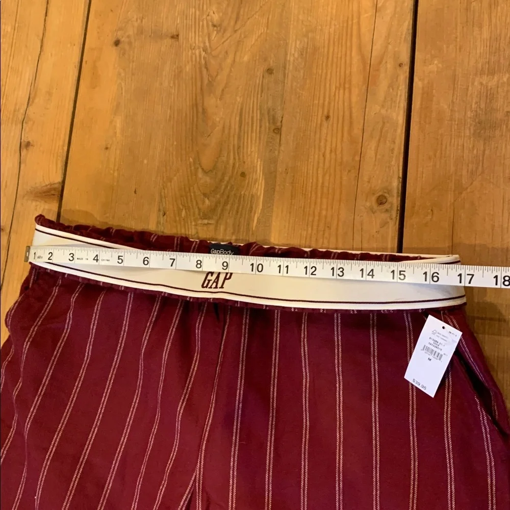 Gap Flannel PJ Pants Med Purple Burgundy‎ With Stripe Elastic Waist Side Pockets